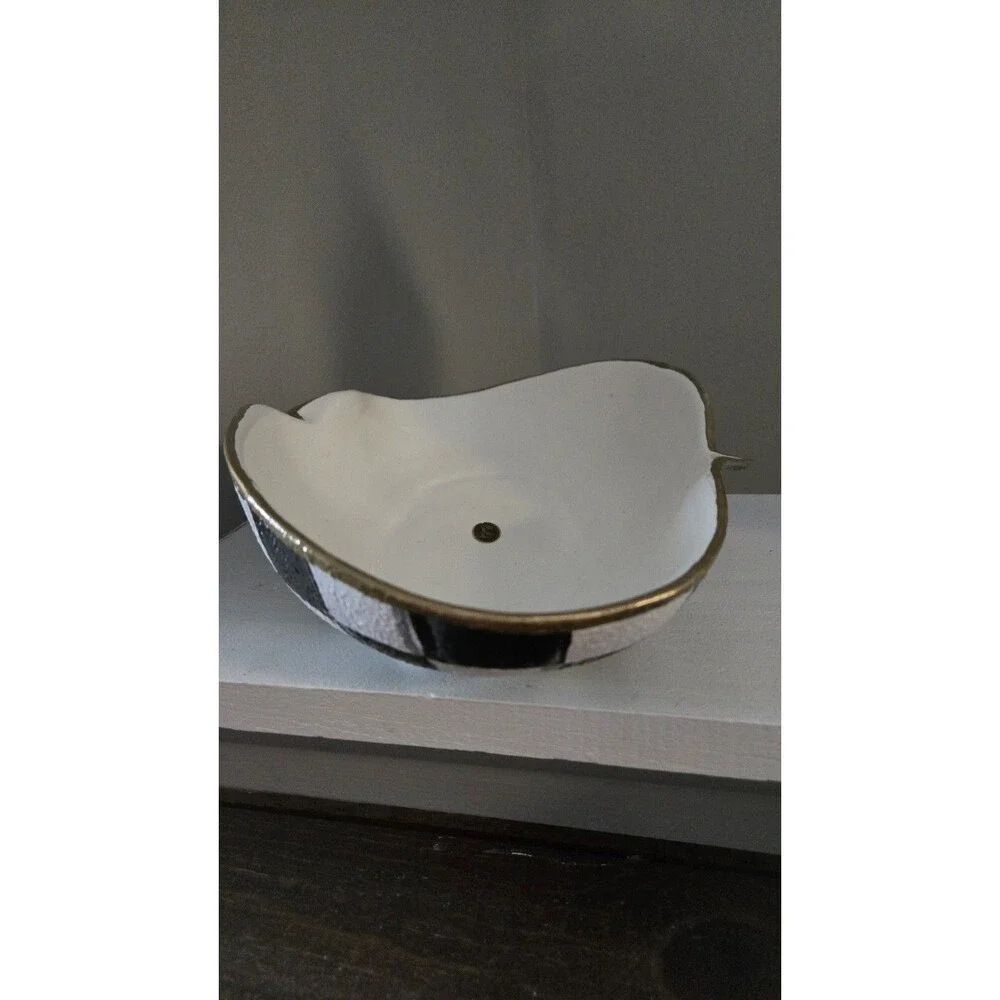 My Own B&W Whimsical Checkerboard Inspired Hand-Painted Abstract Bowl Dish